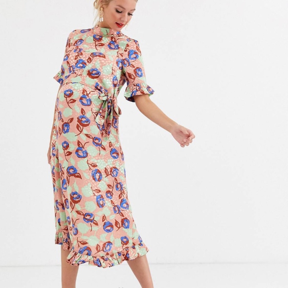ASOS Maternity Midi Jacquard Floral Dress